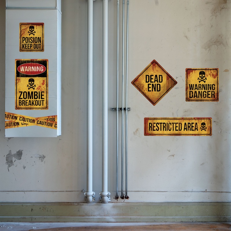 Zombie Outbreak: Caution Sign Collection – Removable Vinyl Decal