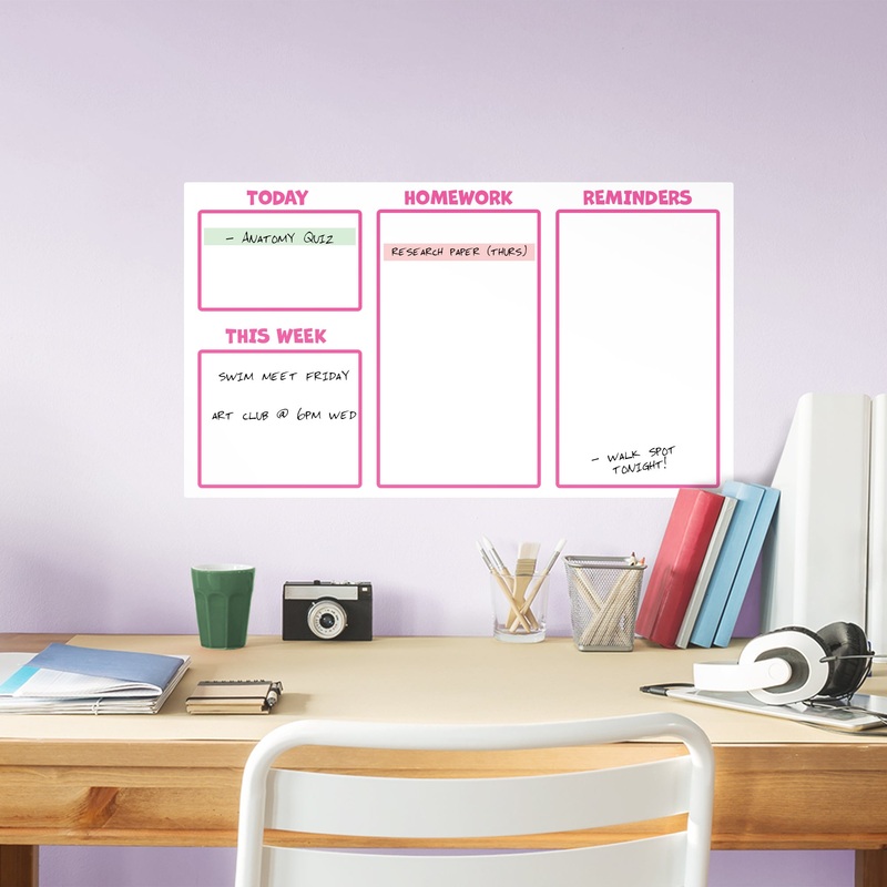 Agenda Organizer: Kid Pink – Removable Dry Erase Vinyl Decal