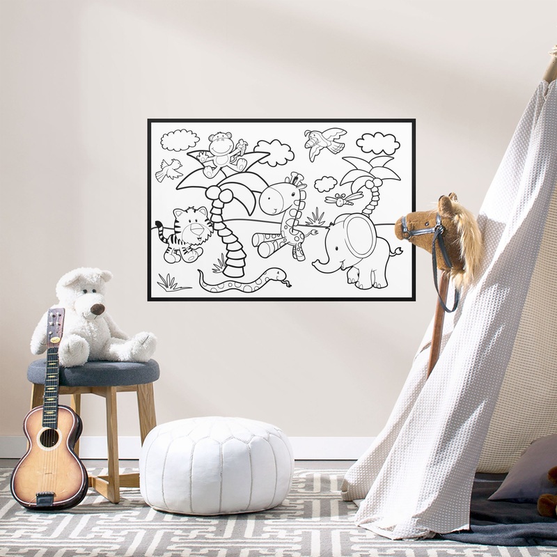 Coloring Sheet: Jungle Animals – Removable Dry Erase Vinyl Decal