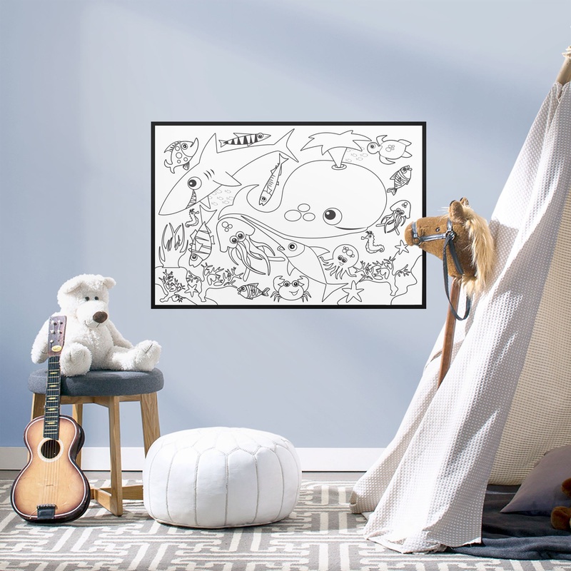 Coloring Sheet: Ocean Animals – Removable Dry Erase Vinyl Decal