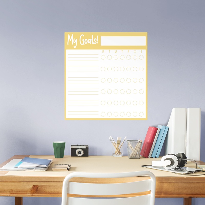 Goal Tracker: Gold – Removable Dry Erase Vinyl Decal