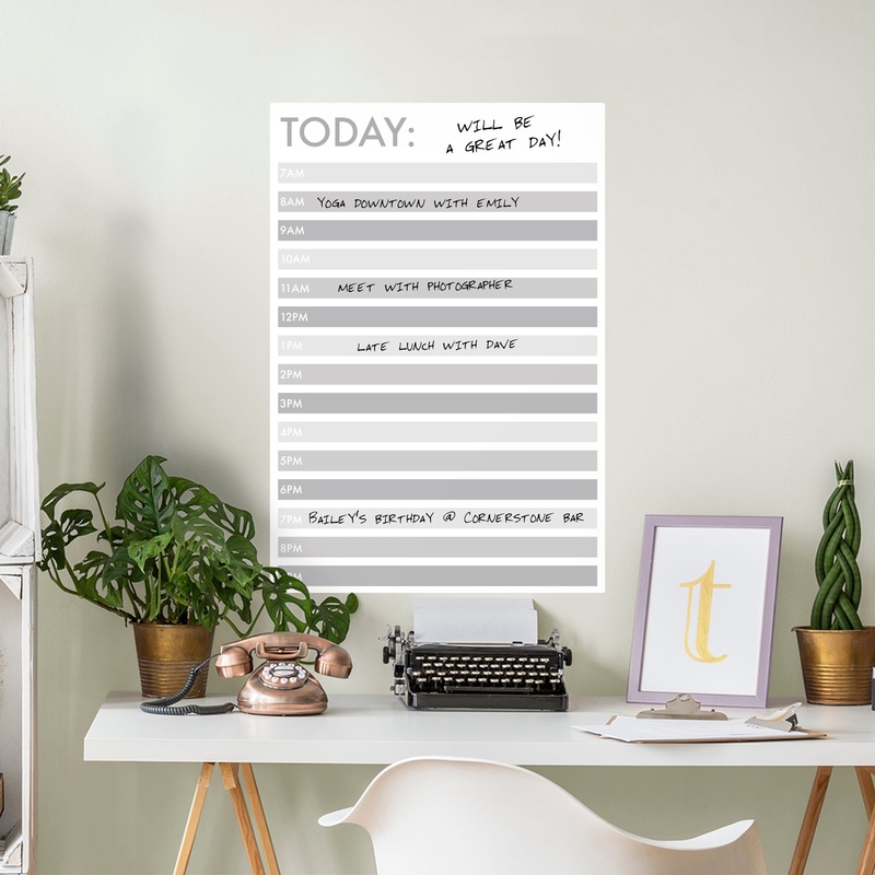 Hourly Schedule: Simple – Removable Dry Erase Vinyl Decal