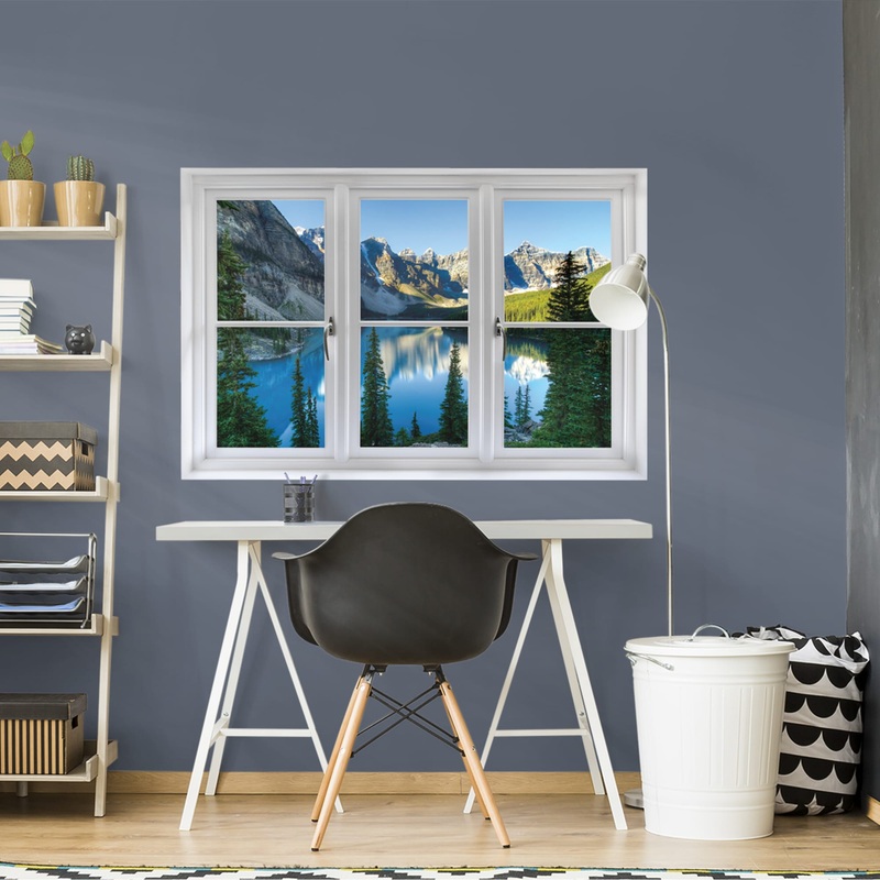 Instant Window: Banff Mountains and Lake – Removable Wall Graphic