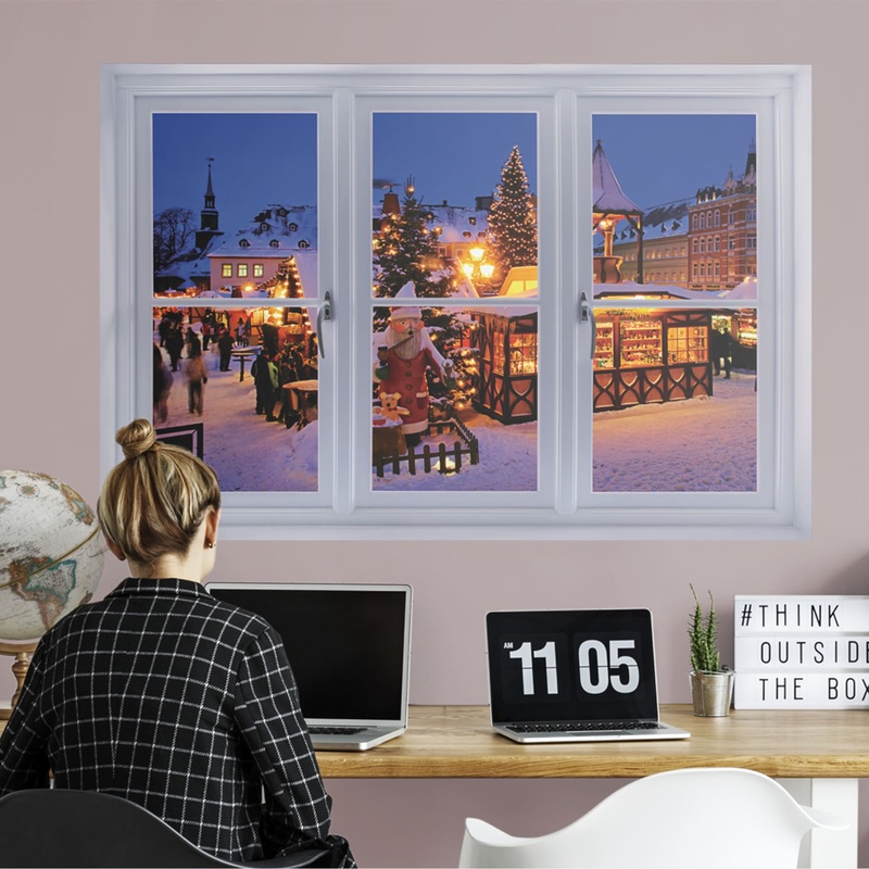 Instant Window: Christmas Market at Night – Removable Wall Graphic