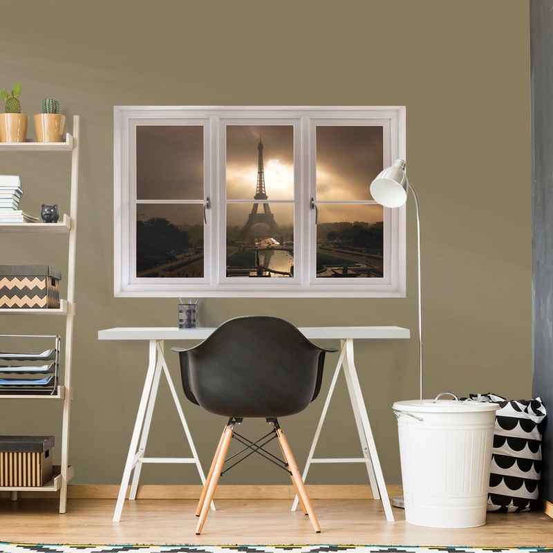 Instant Window: Eiffel Tower at Dusk – Removable Wall Graphic