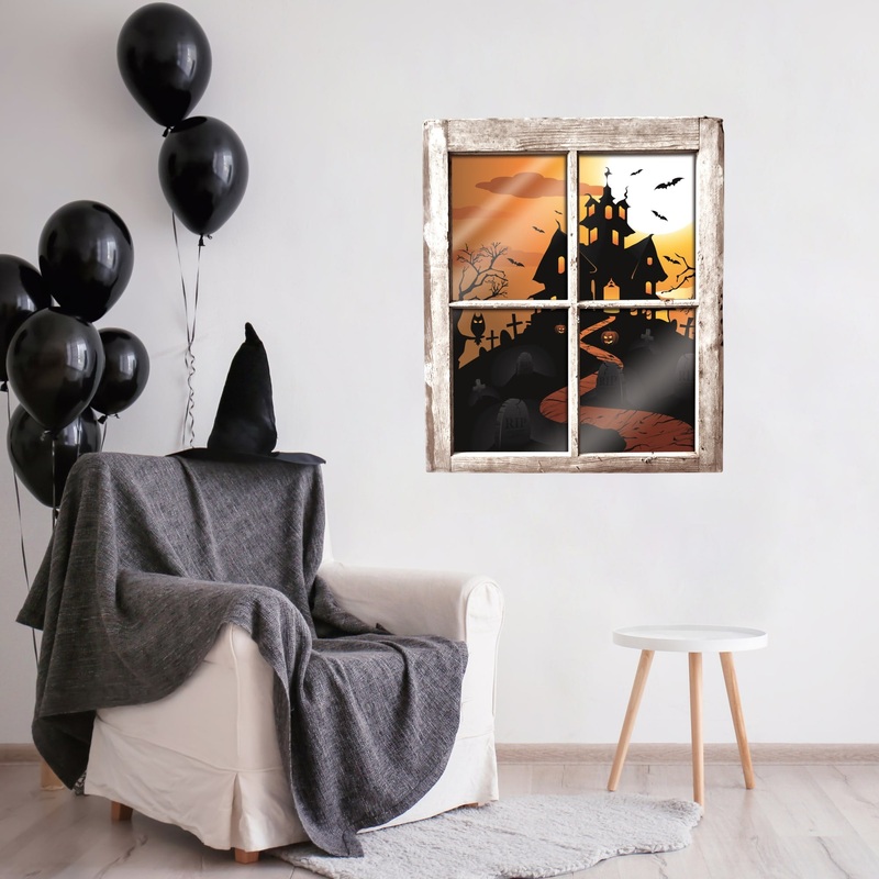 Instant Window: Haunted House – Halloween Removable Wall Decal