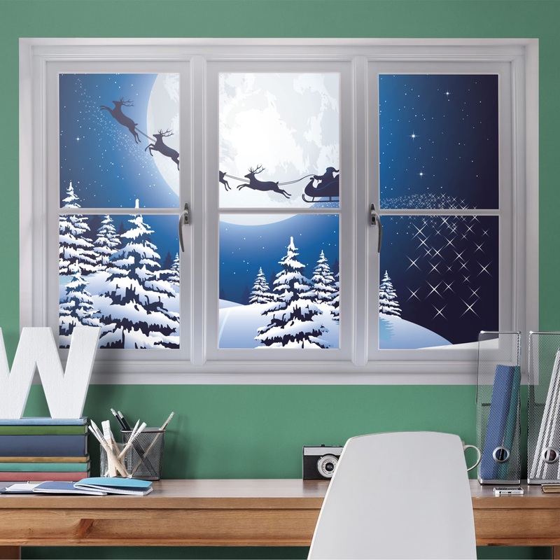 Instant Window: Santa Sleigh – Removable Wall Graphic