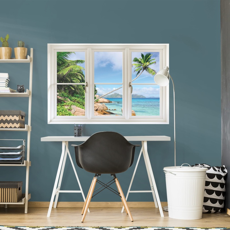 Instant Window: Tropical Beach, Seychelles – Removable Wall Graphic