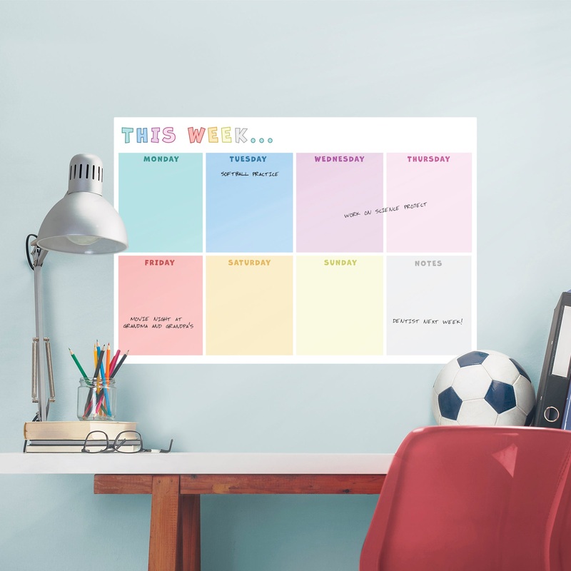Minimalist This Week Calendar: Colors – Removable Dry Erase Vinyl Decal