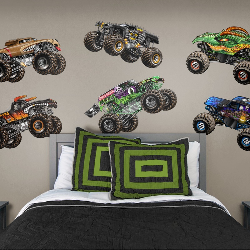 Monster Jam – RealBig Cartoon Trucks Collection – Official Monster Jam – Reusable Vinyl Wall Decals
