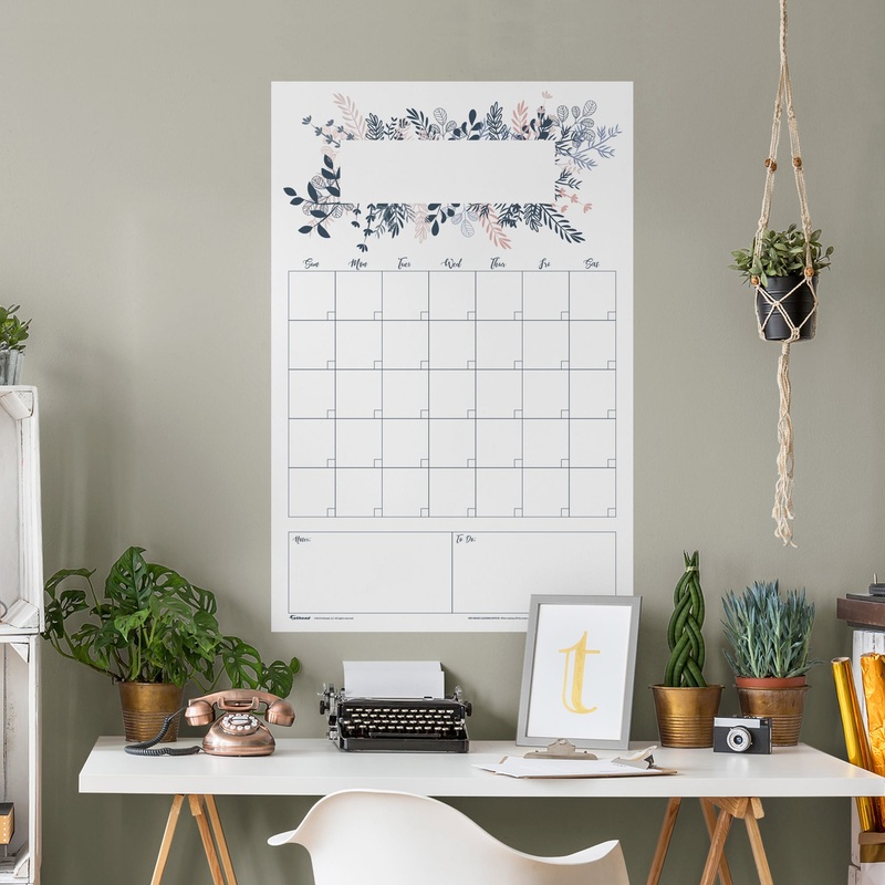 One Month Calendar: Botanical Design – Removable Dry Erase Vinyl Decal