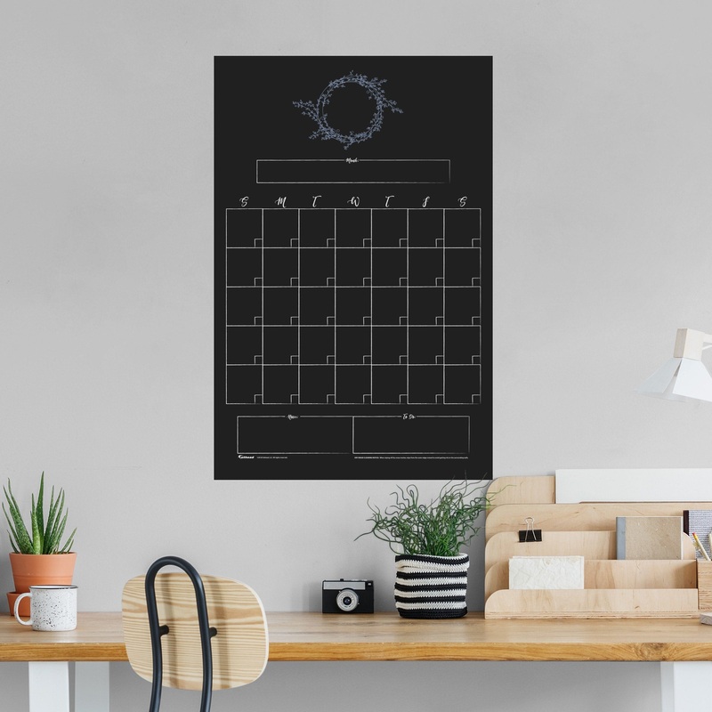 One Month Calendar: Chalkboard Monogra, Design – Removable Dry Erase Vinyl Decal
