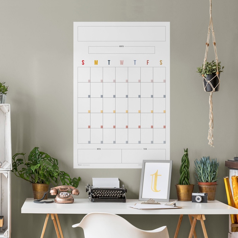One Month Calendar: Color Block Design – Removable Dry Erase Vinyl Decal