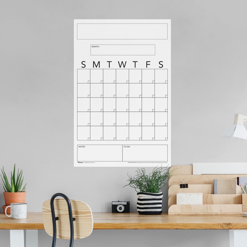 One Month Calendar: Minimalist Design – Removable Dry Erase Vinyl Decal