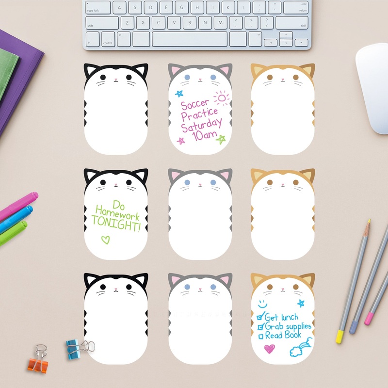 Sticky Notes: Curious Kittens – Removable Dry Erase Vinyl Decal