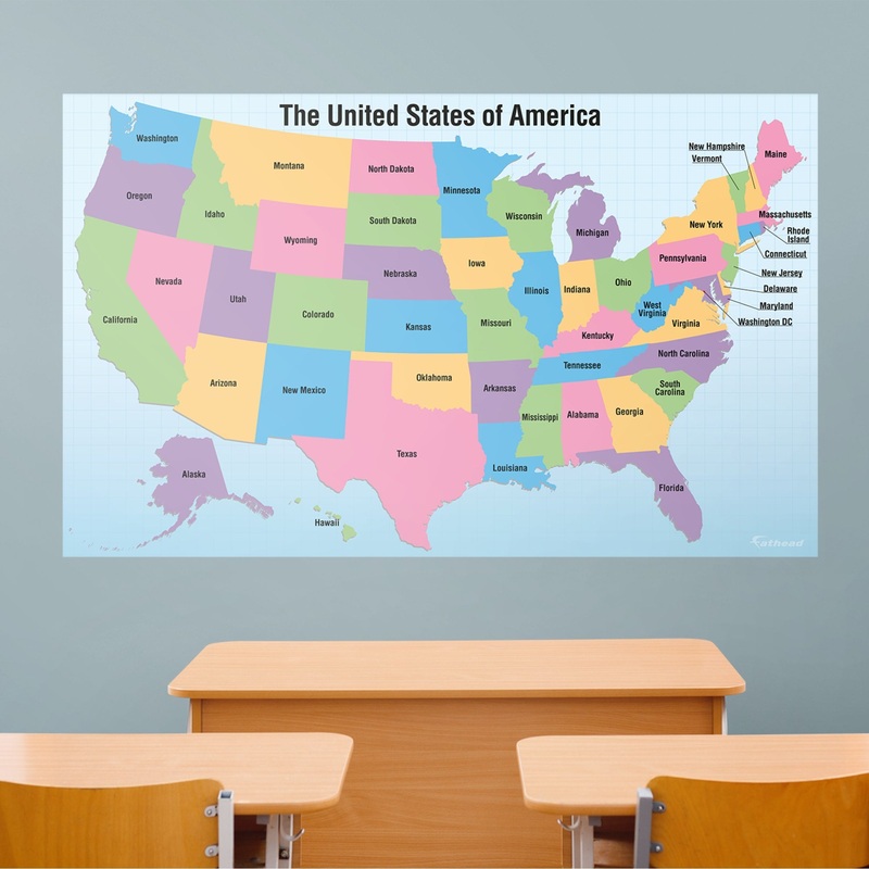 USA Map With Removable Capital Names – Removable Dry Erase Vinyl Decal