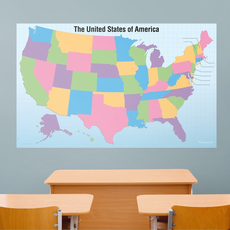 USA Map With Removable State Names – Removable Dry Erase Vinyl Decal