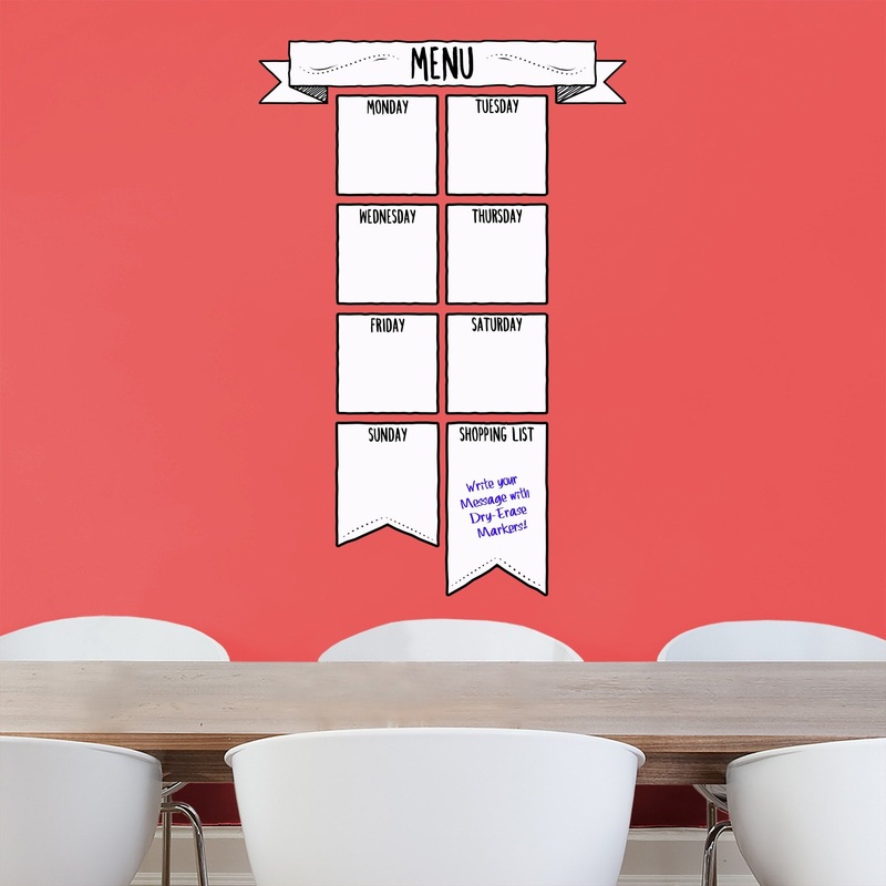 Weekly Menu – Removable Dry Erase Vinyl Decal