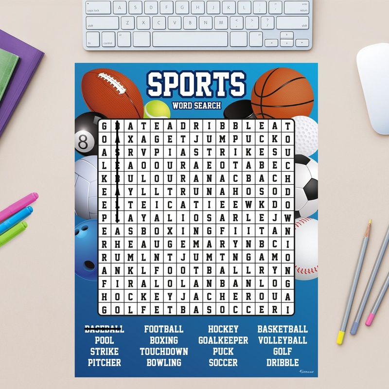 Word Search: Sports – Removable Dry Erase Vinyl Decal