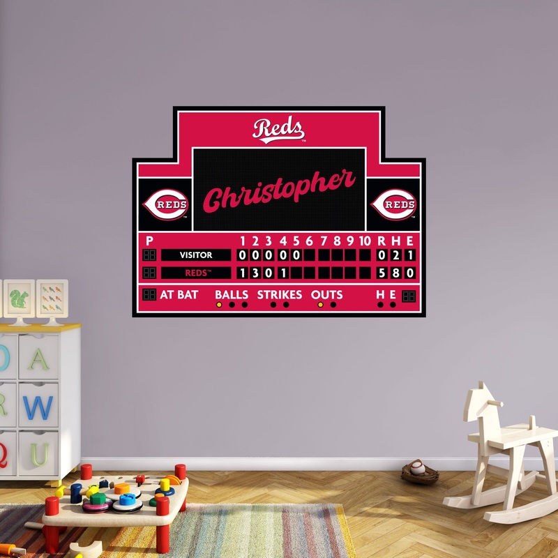 Cincinnati Reds – Scoreboard Graphic – With Personalized Name – Official MLB – Vinyl Transfer Decal