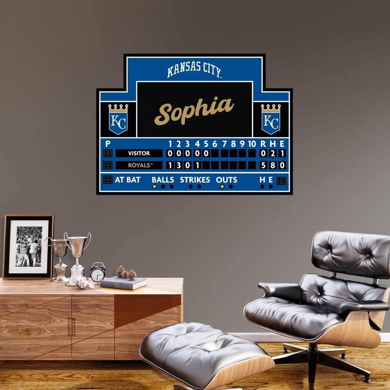 Kansas City Royals – Scoreboard Graphic – With Personalized Name – Official MLB – Vinyl Transfer Decal