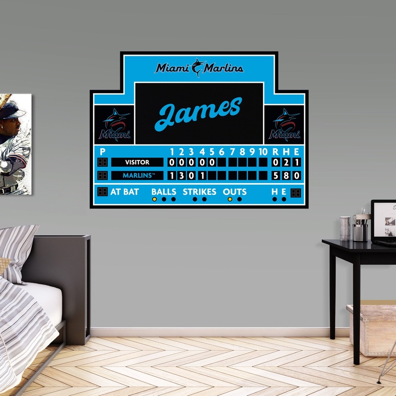 Miami Marlins – Scoreboard Graphic – With Personalized Name – Official MLB – Vinyl Transfer Decal