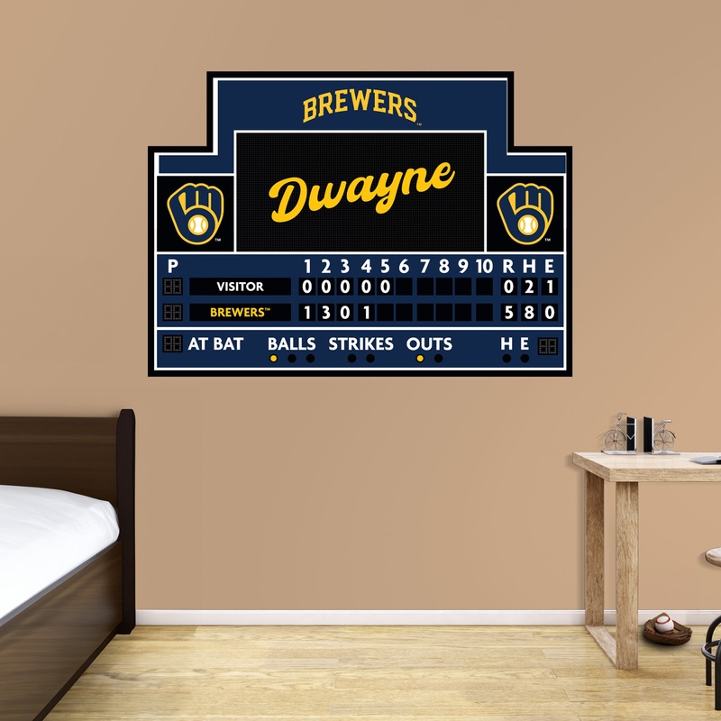 Milwaukee Brewers – Scoreboard Graphic – With Personalized Name – Official MLB – Vinyl Transfer Decal