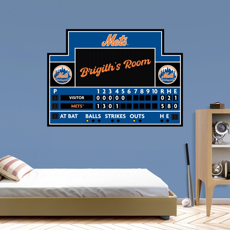 New York Mets – Scoreboard Graphic – With Personalized Name – Official MLB – Vinyl Transfer Decal