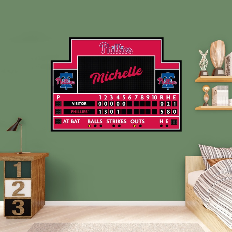 Philadelphia Phillies – Scoreboard Graphic – With Personalized Name – Official MLB – Vinyl Transfer Decal