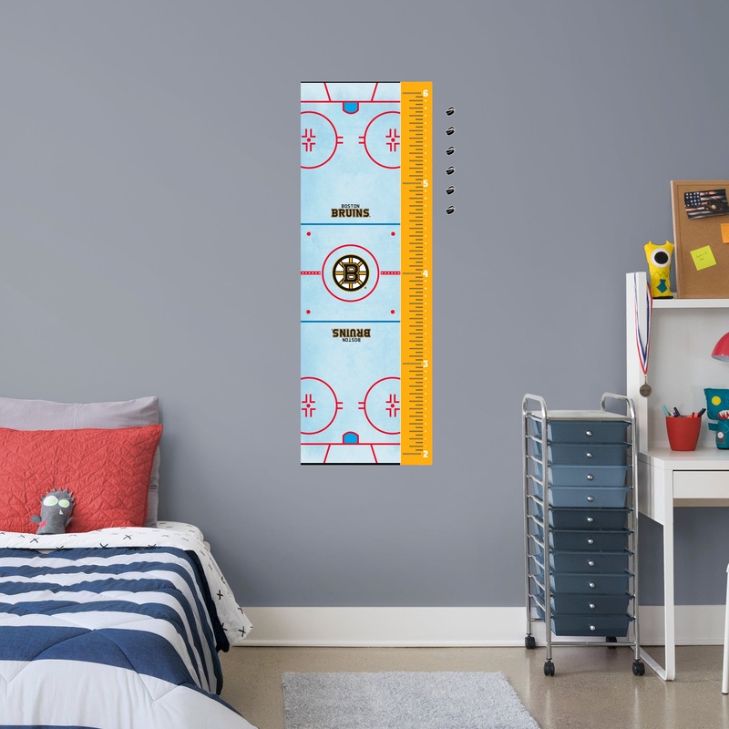Rink – Growth Chart – Official NHL – Boston Bruins – Reusable Vinyl Wall Decal