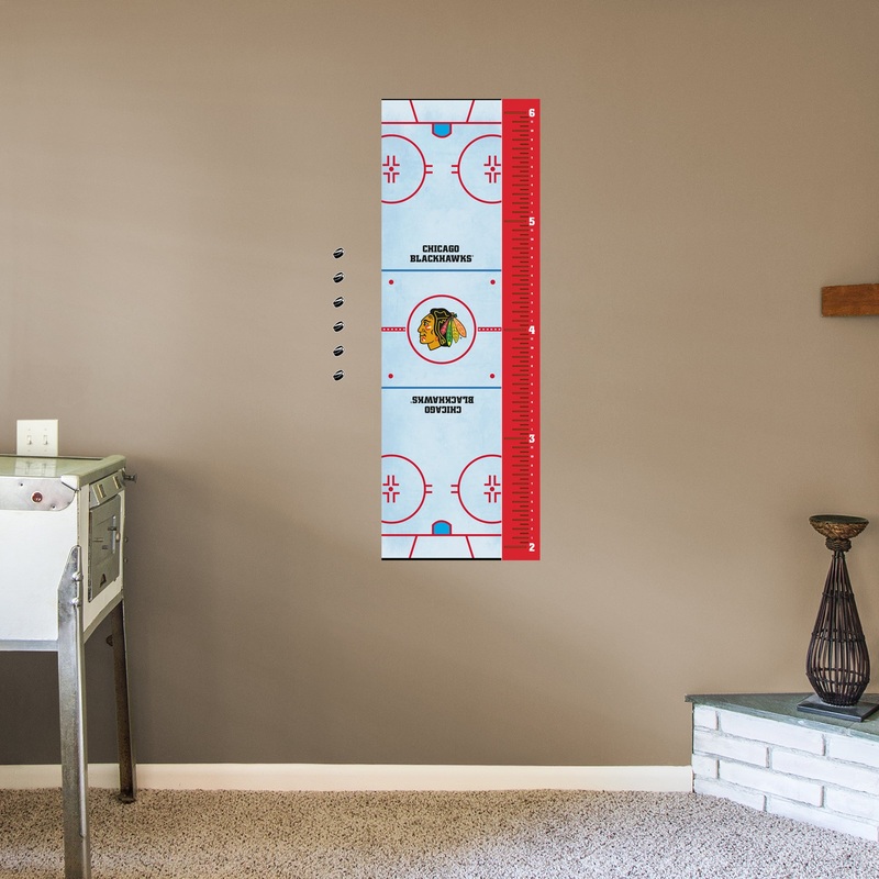 Rink – Growth Chart – Official NHL – Chicago Blackhawks – Reusable Vinyl Wall Decal
