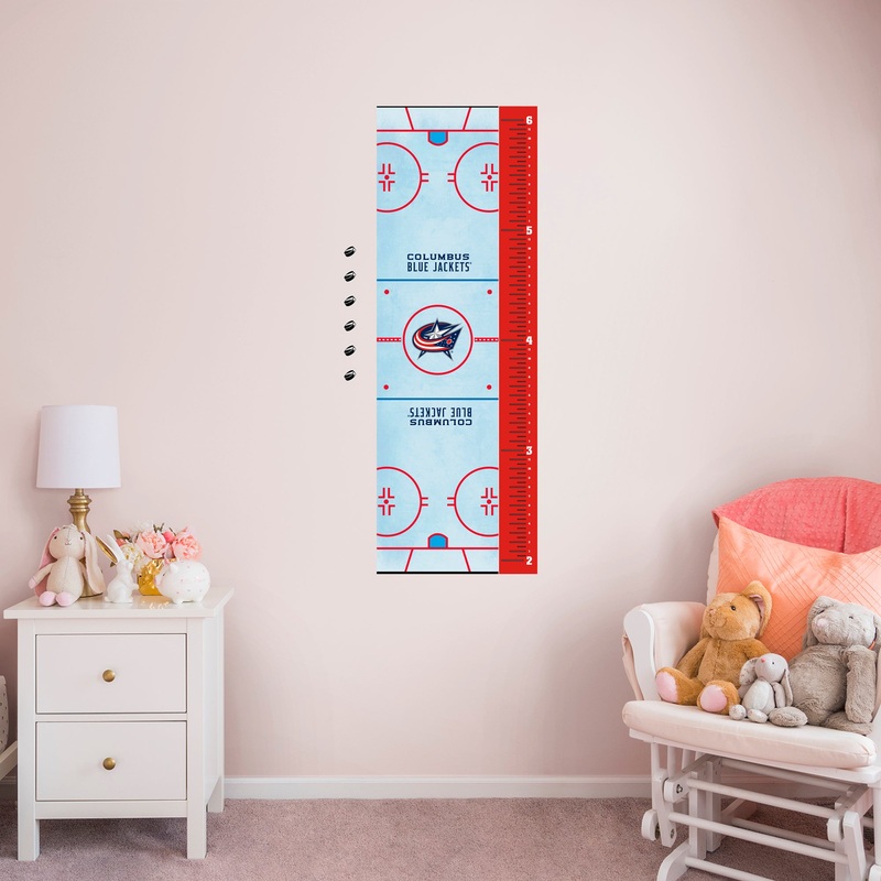 Rink – Growth Chart – Official NHL – Columbus Blue Jackets – Reusable Vinyl Wall Decal