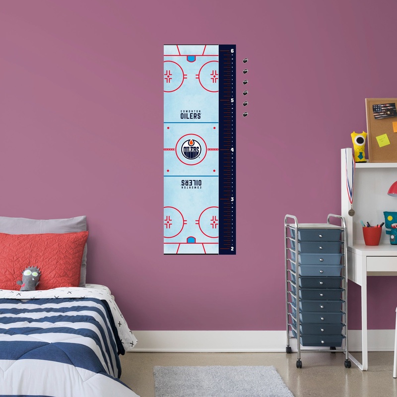 Rink – Growth Chart – Official NHL – Edmonton Oilers – Reusable Vinyl Wall Decal