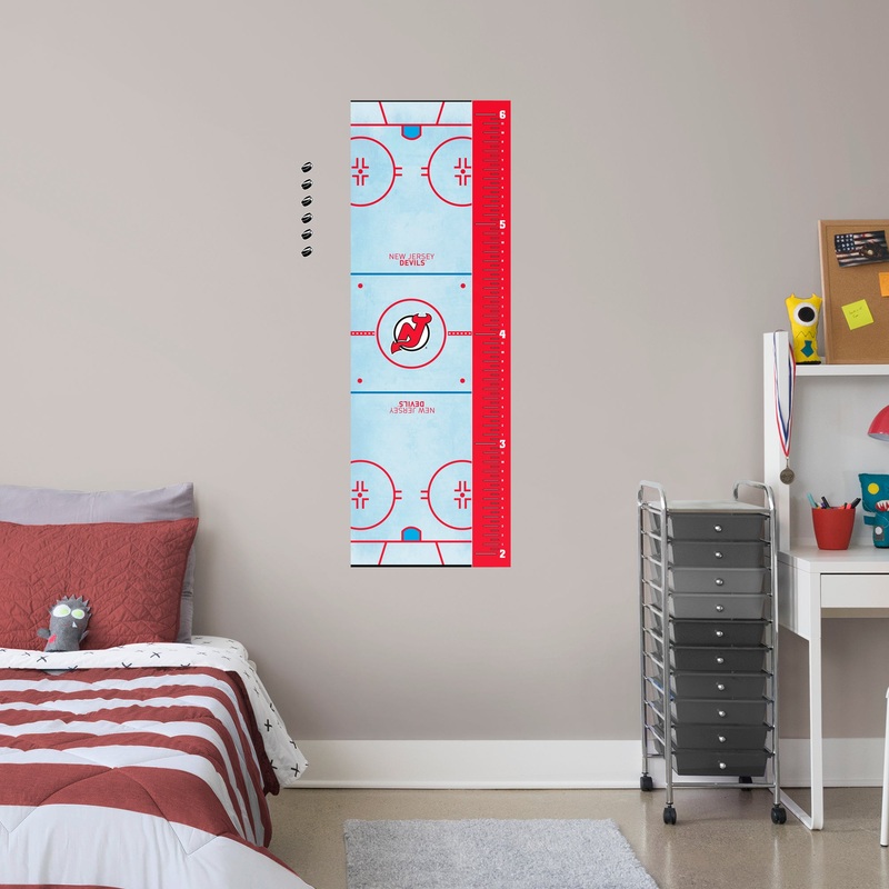 Rink – Growth Chart – Official NHL – New Jersey Devils – Reusable Vinyl Wall Decal