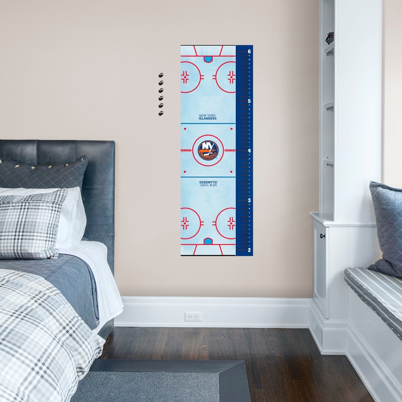 Rink – Growth Chart – Official NHL – New York Islanders – Reusable Vinyl Wall Decal
