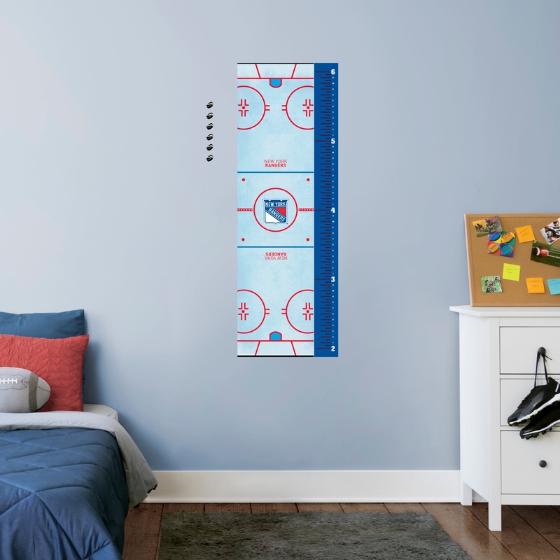 Rink – Growth Chart – Official NHL – New York Rangers – Reusable Vinyl Wall Decal