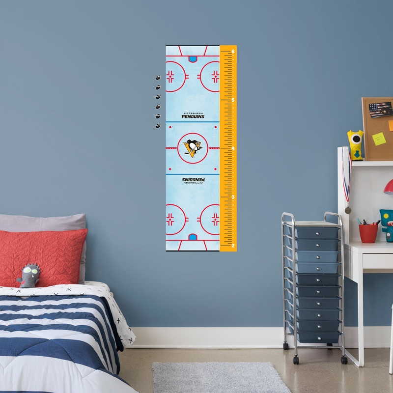 Rink – Growth Chart – Official NHL – Pittsburgh Penguins – Reusable Vinyl Wall Decal