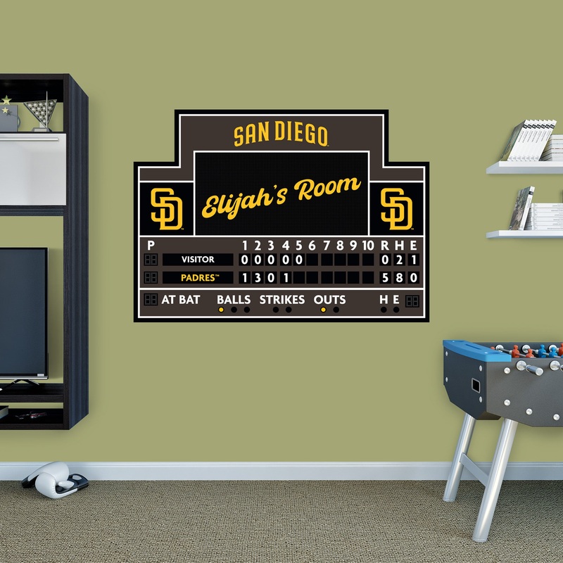 San Diego Padres – Scoreboard Graphic – With Personalized Name – Official MLB – Vinyl Transfer Decal