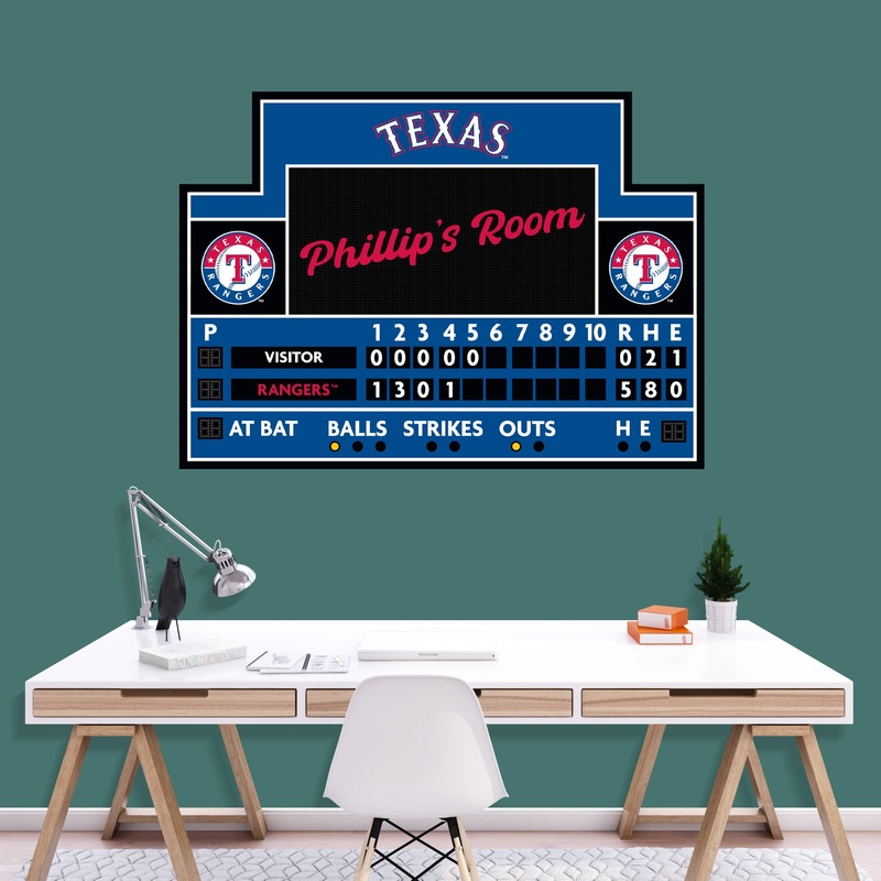 Texas Rangers – Scoreboard Graphic – With Personalized Name – Official MLB – Vinyl Transfer Decal
