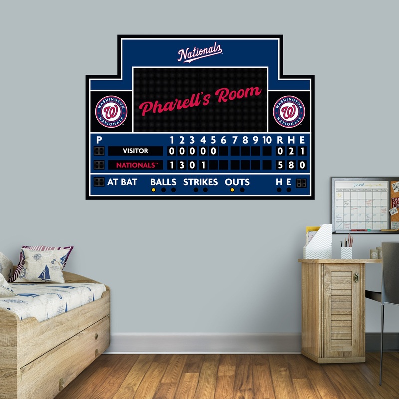 Washington Nationals – Scoreboard Graphic – With Personalized Name – Official MLB – Vinyl Transfer Decal