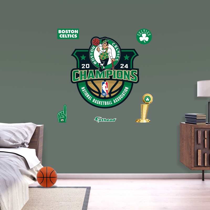 Boston Celtics – RealBig 2024 Champions Logo Collection – Official NBA – Reusable Vinyl Wall Decals