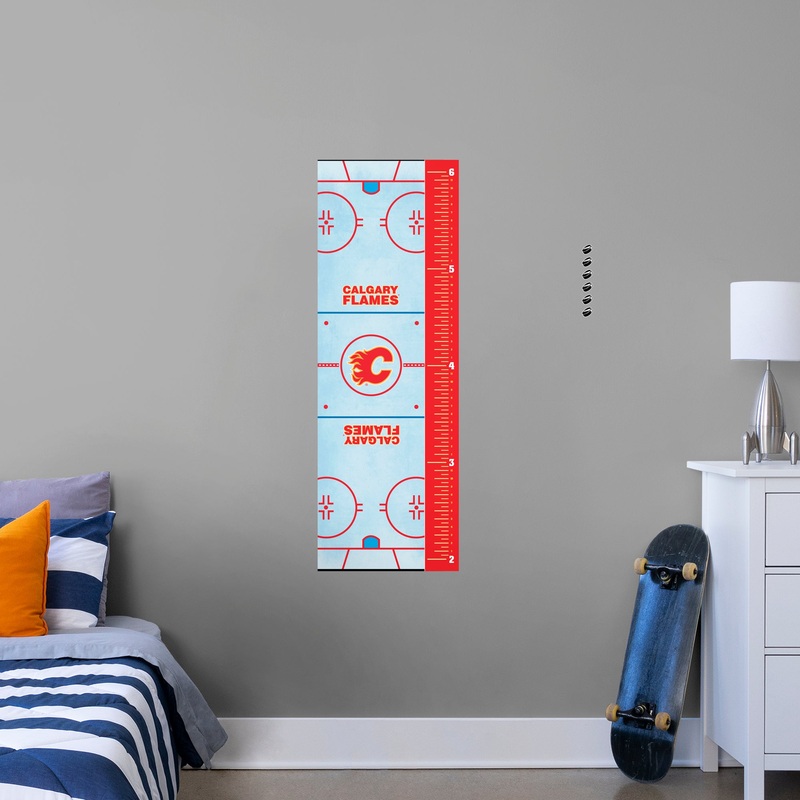 Calgary Flames Rink – Growth Chart – Official NHL – Calgary Flames – Reusable Vinyl Wall Decal