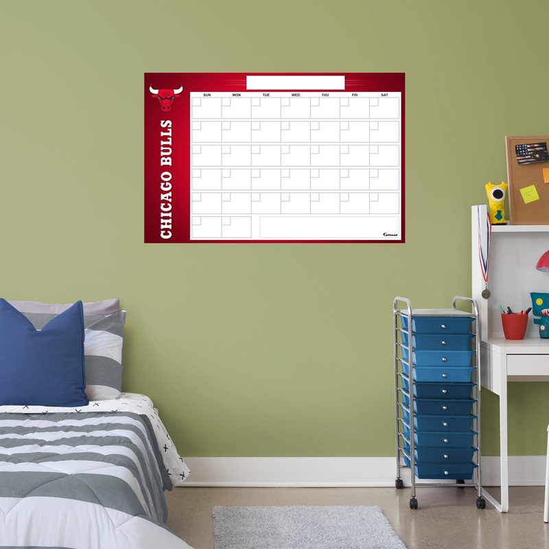 Chicago Bulls – Dry Erase Calendar – Official NBA – Reusable Vinyl Wall Decal