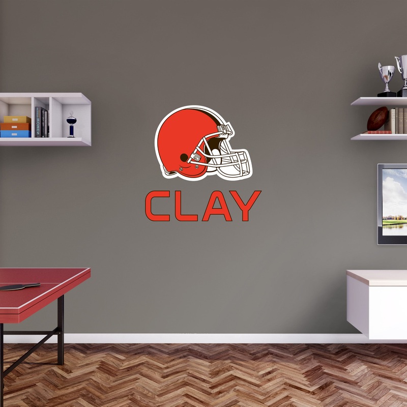 Cleveland Browns Logo – With Personalized Name – Orange Text – Official NFL – Reusable Vinyl Transfer Decal