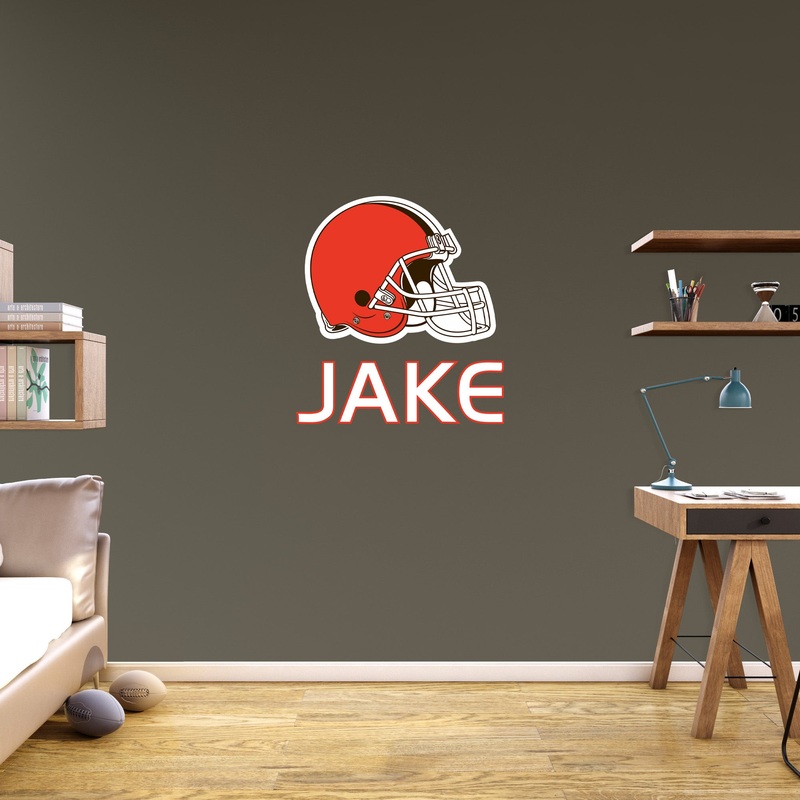 Cleveland Browns – Stacked Logo – With Personalized Name – White Text – Official NFL – Reusable Vinyl Transfer Decal