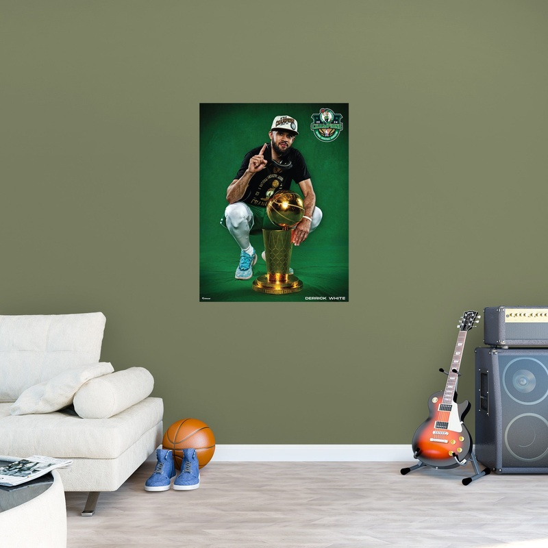 Derrick White – 2024 Champion Trophy – Peel & Stick Poster – Official NBA – Boston Celtics – Reusable Vinyl Wall Decal
