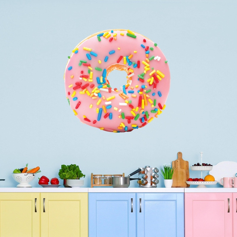 Donut – Removable Vinyl Decal|LARGE + 2 Decals (38W x 37H)|MEDIUM + 2 Decals (24W x 23H)|SMALL + 2 Decals (11W x 10H)