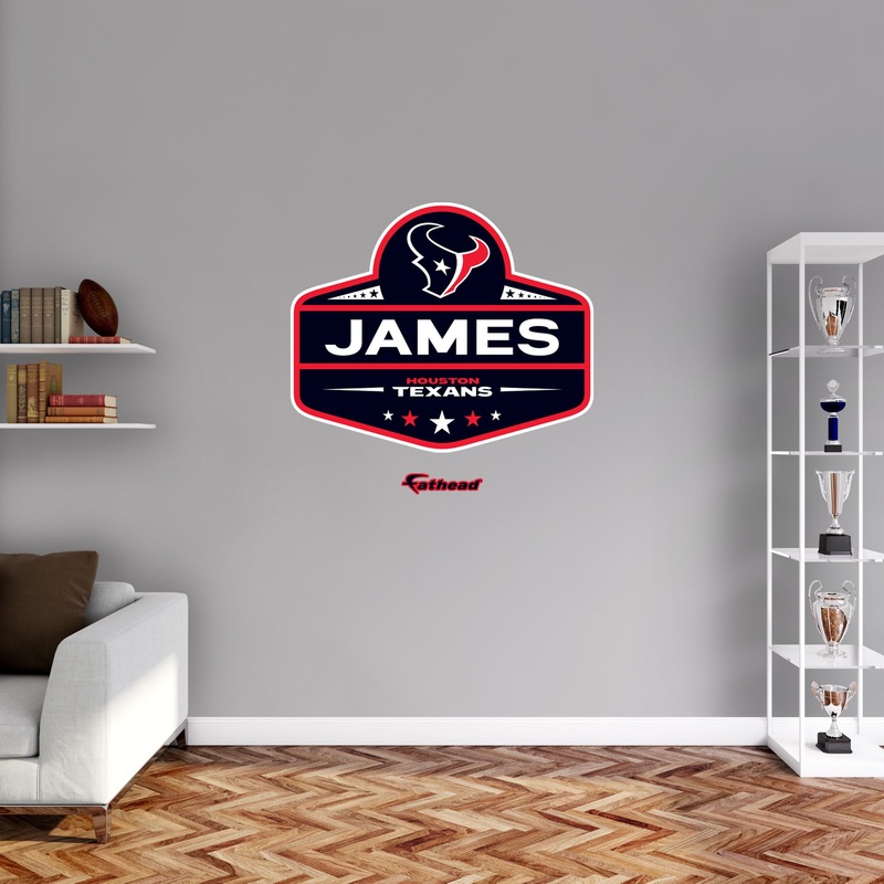 Houston Texans – Badge – With Personalized Name – Official NFL – Reusable Vinyl Transfer Decal