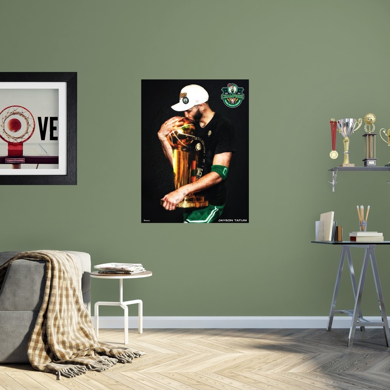 Jayson Tatum – 2024 Champion Trophy Kiss – Peel & Stick Poster – Official NBA – Boston Celtics – Reusable Vinyl Wall Decal