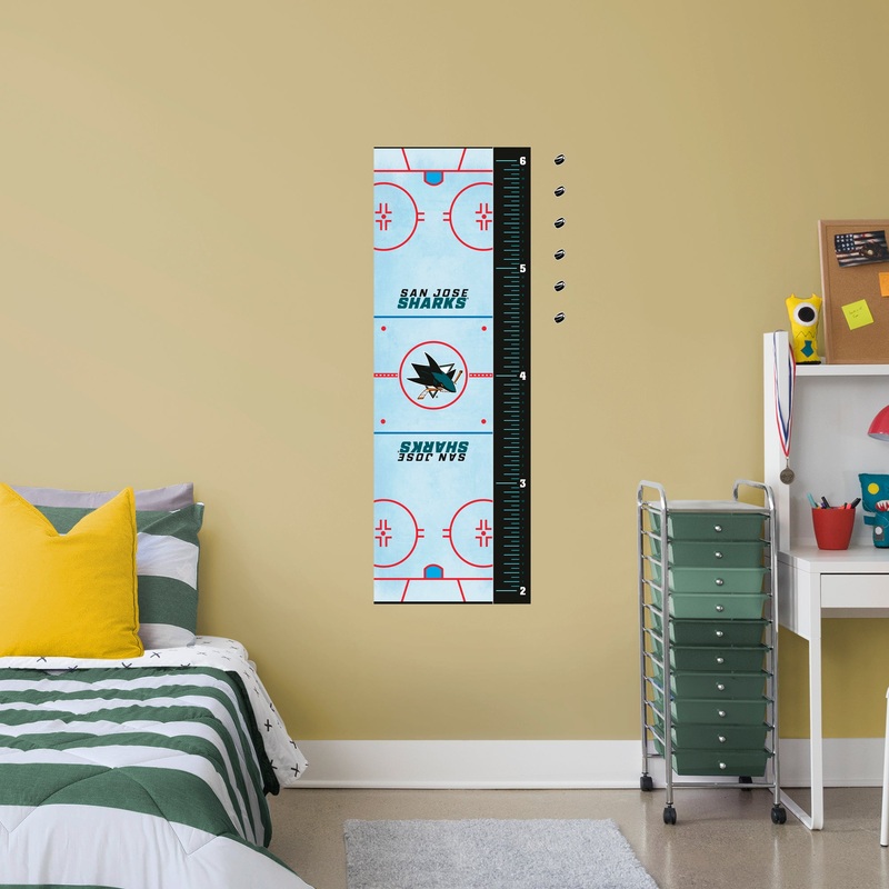 San Jose Sharks Rink – Growth Chart – Official NHL – San Jose Sharks – Reusable Vinyl Wall Decal